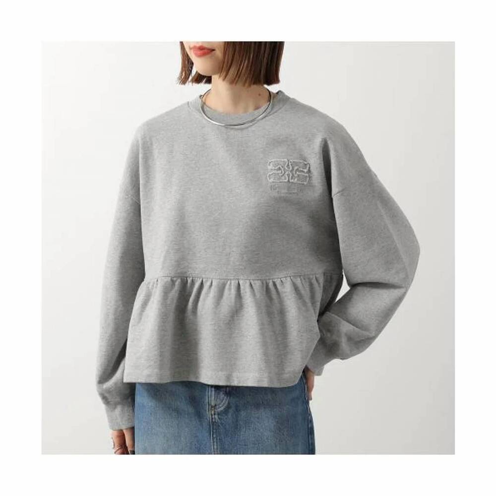 NEW GANNI crewneck peplum top in paloma